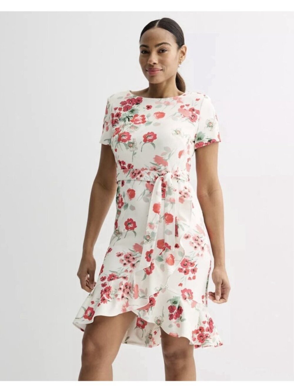 Andrew Marc Women’s Flounce Floral Wrap Dress Size 10 NWT